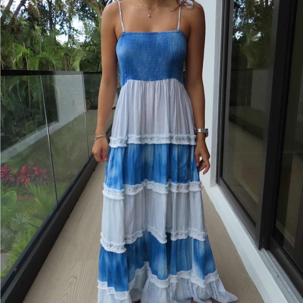 Boutique Blue and White Maxi Dress